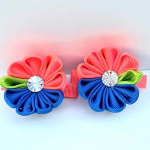 Cute Pair of Bows Flowers for Girl blue and pink ADD BUNDLE FOR BEST OFFER